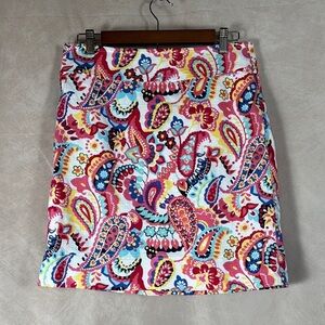 Talbots Paisley Skirt Womens 6 Colorful Spring Zip Closure Twee Girlcore Preppy